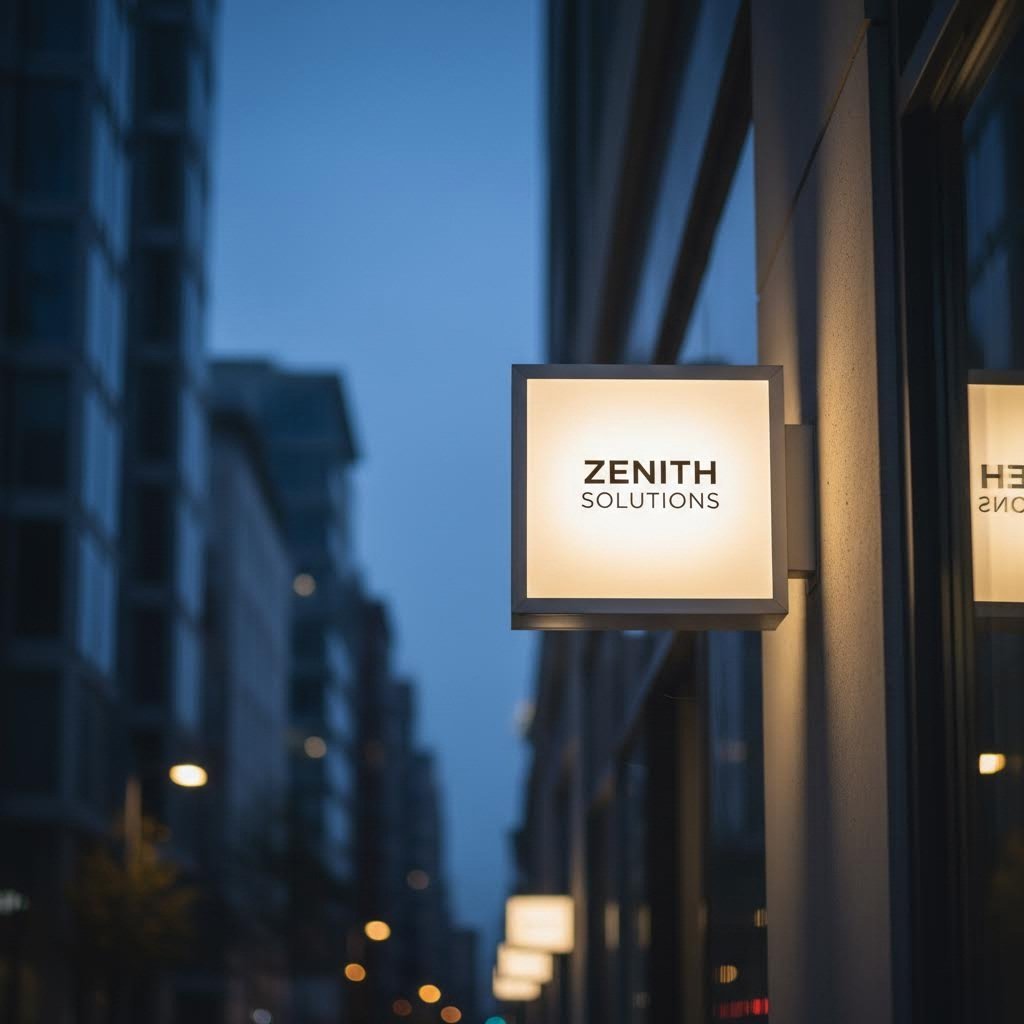 aluminum extrusion sign cabinet illuminating a commercial storefront at dusk