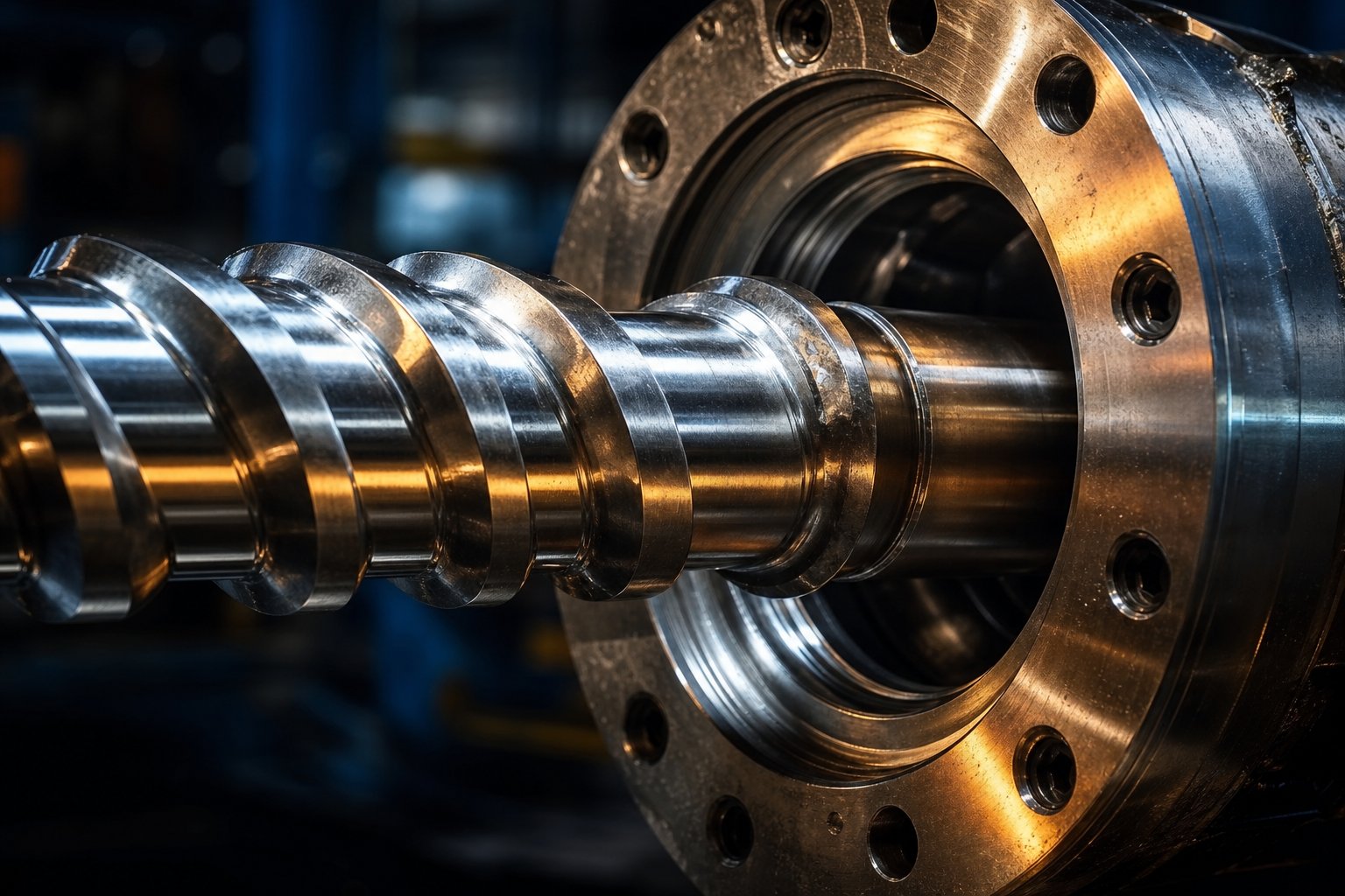 a precision machined extruder screw and barrel assembly
