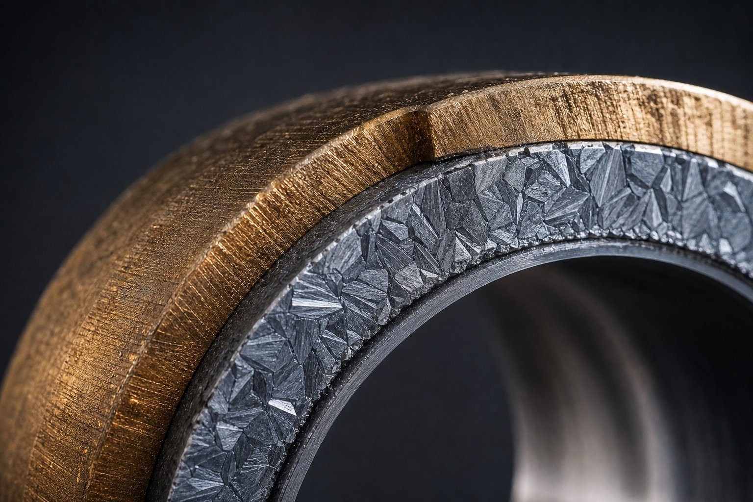 cross section of a bimetallic barrel showing the wear resistant inner liner that protects against abrasive and corrosive processing environments