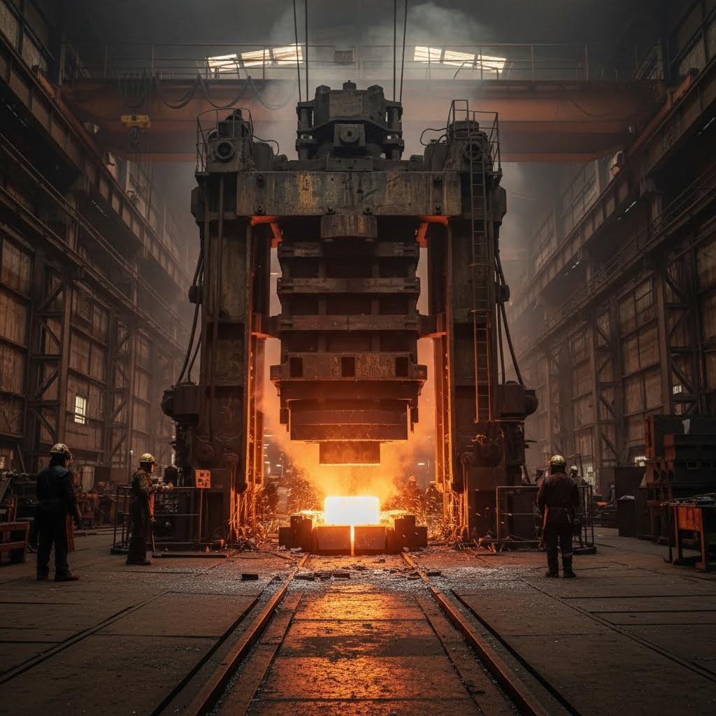 open die forging transforms heated steel billets into high strength crankshaft blanks through controlled pressure