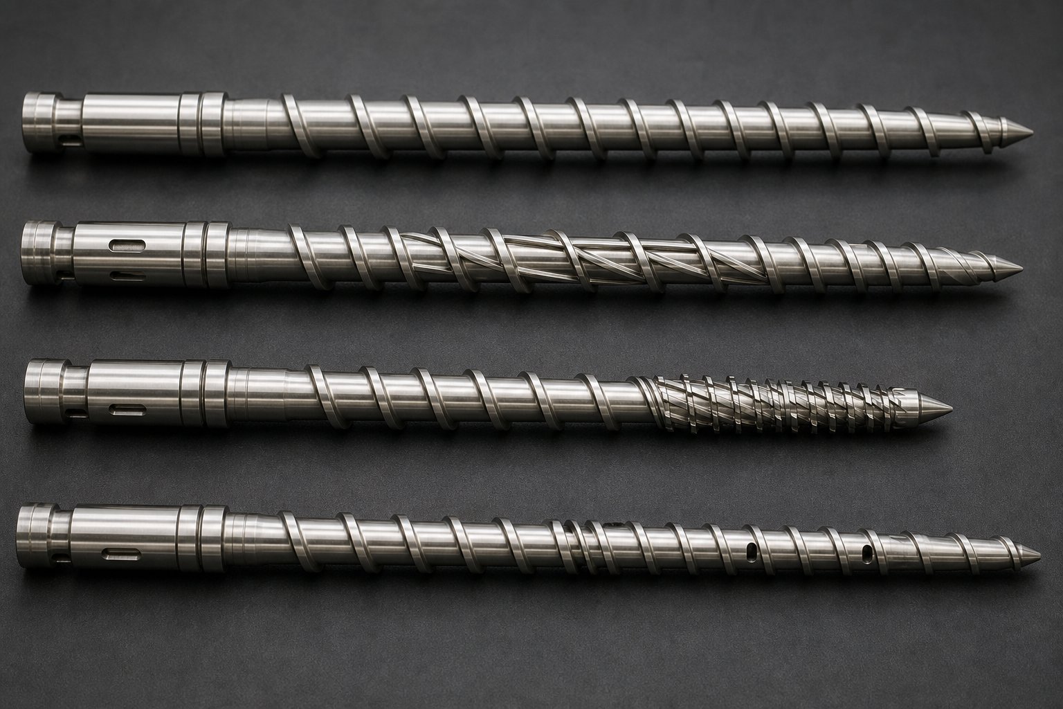 comparison of general purpose barrier mixing and vented injection molding screw designs