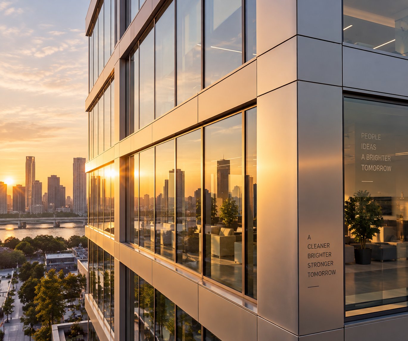architectural facade utilizing aluminum extrusion profiles in curtain wall design