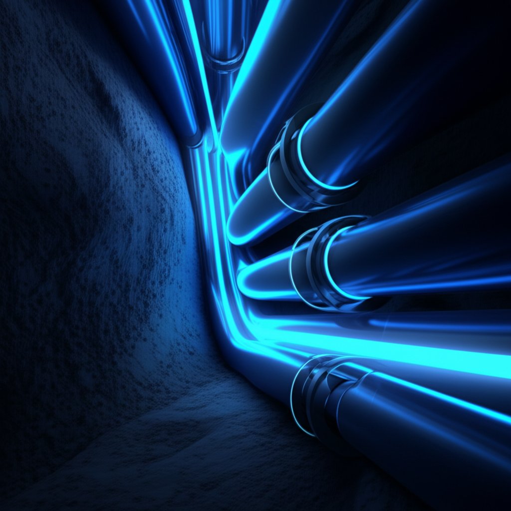 conceptual art representing the strength and resilience of a modern ductile iron pipe network within critical water infrastructure