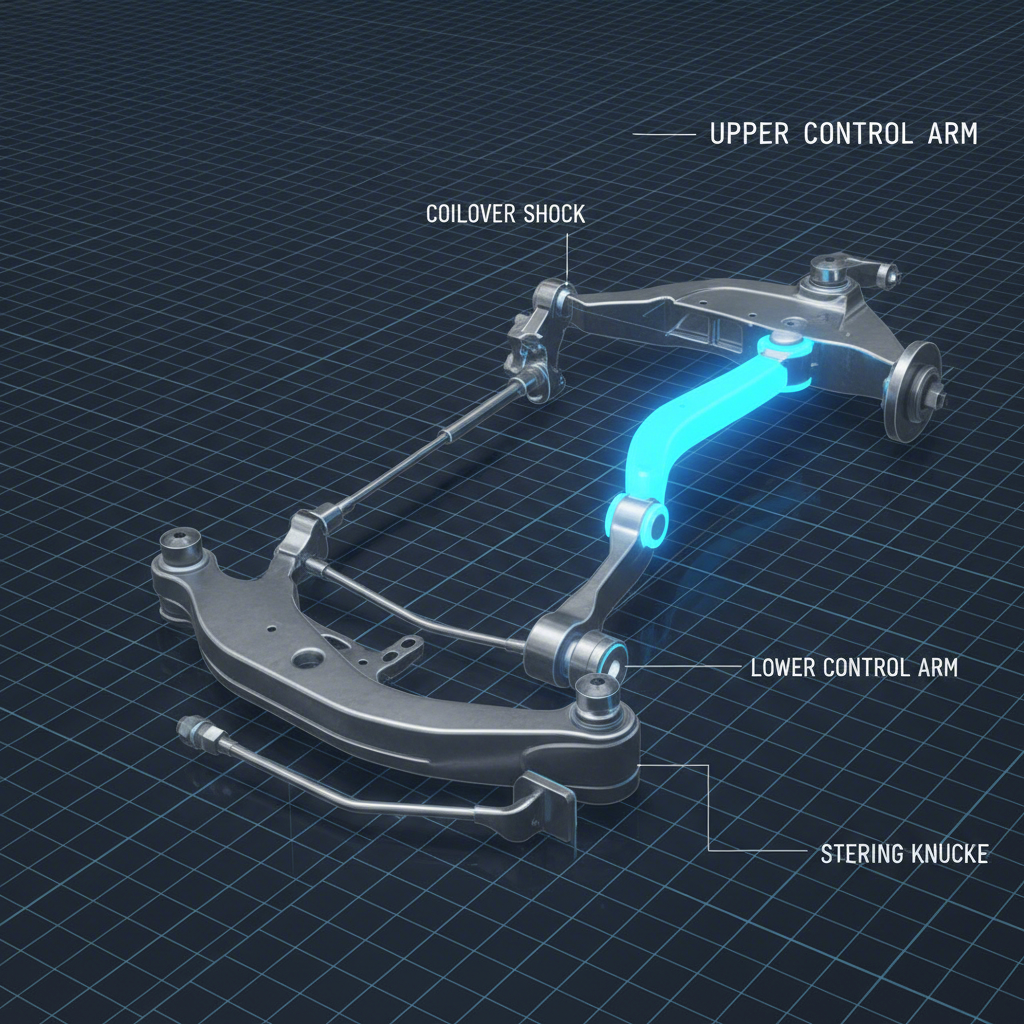 an illustrative diagram of a trucks upper control arm suspension system
