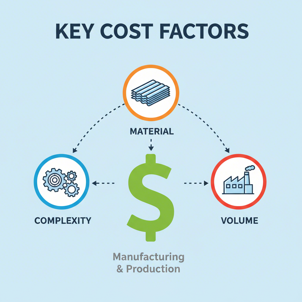 visual icons representing the primary cost drivers in stamping die manufacturing