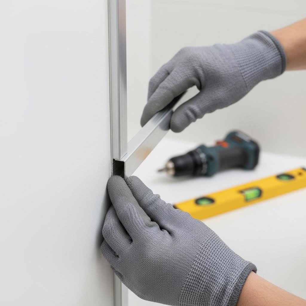 proper installation technique ensures secure and level aluminum mirror frame mounting