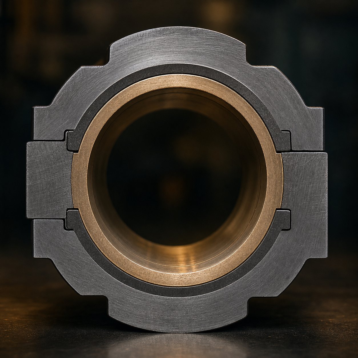 cross section of a bimetallic extruder barrel showing the wear resistant inner alloy lining