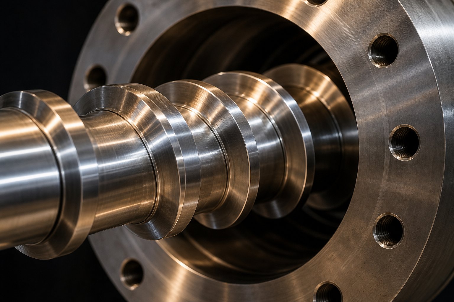 extruder screw barrel assembly showing the helical screw fitted inside a precision bored barrel