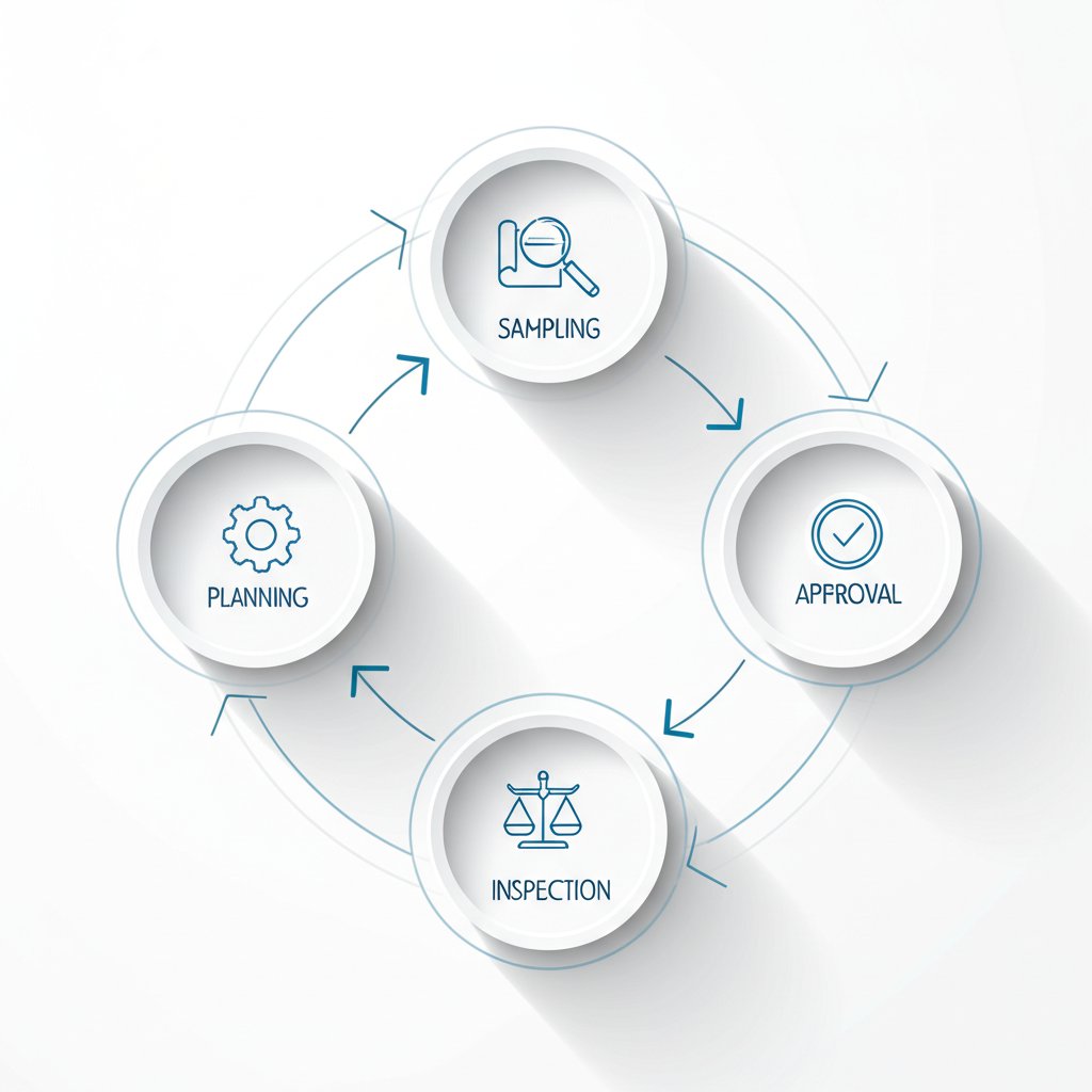 a diagram showing the cyclical five step process of a first article inspection