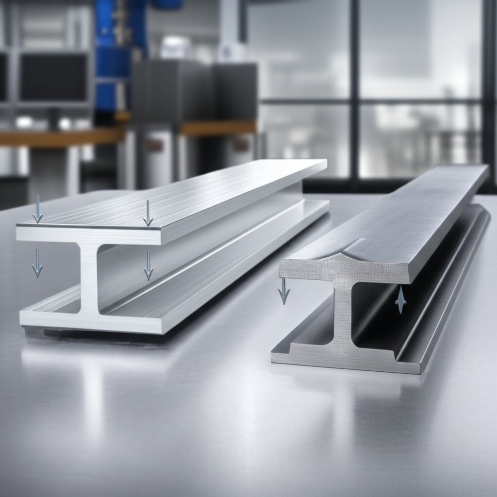 comparing aluminium and steel beams under load to illustrate differences in stiffness