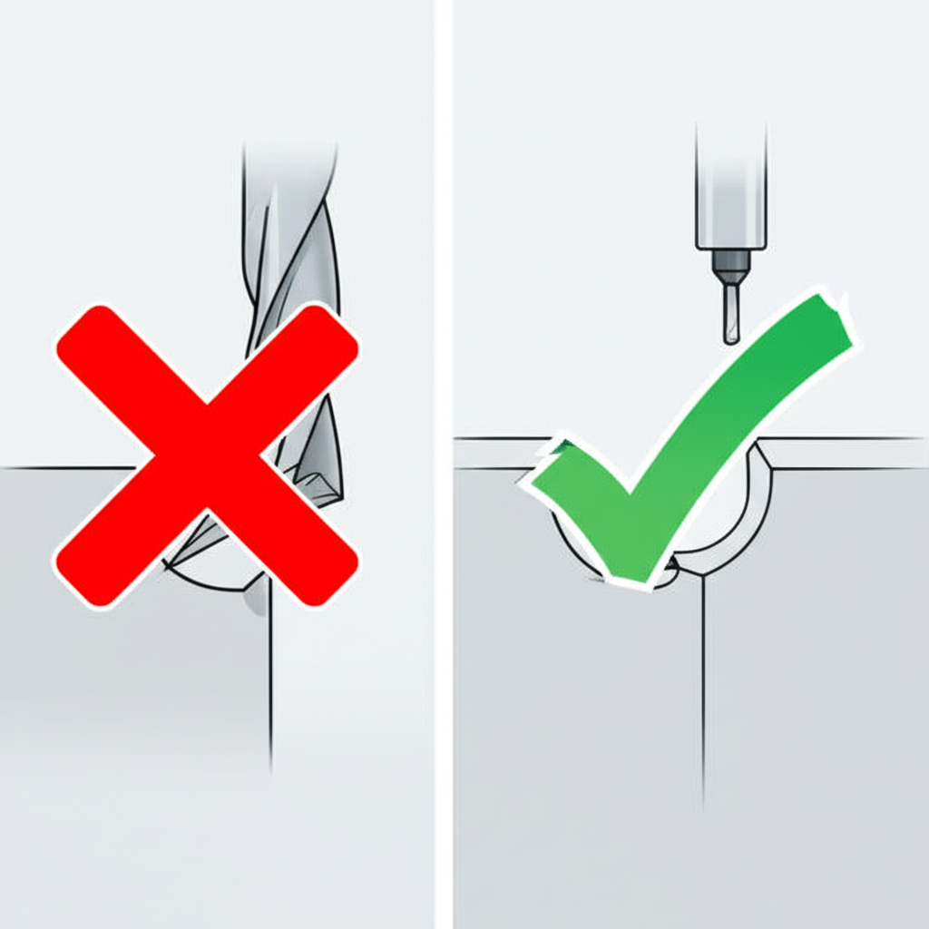 diagram showing the correct use of fillets on internal corners for cnc machining