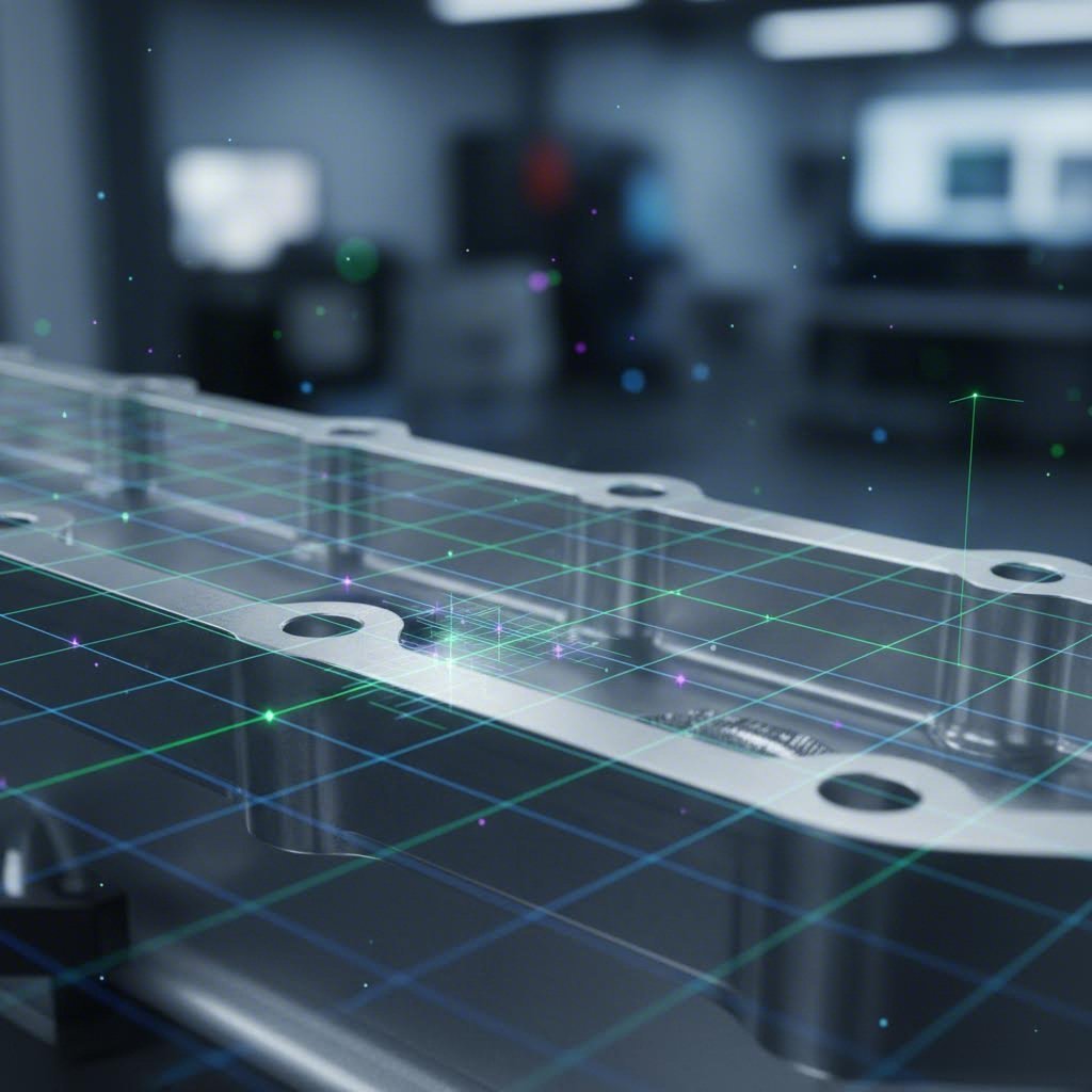 Conceptual visualization of flange flatness inspection for leak prevention