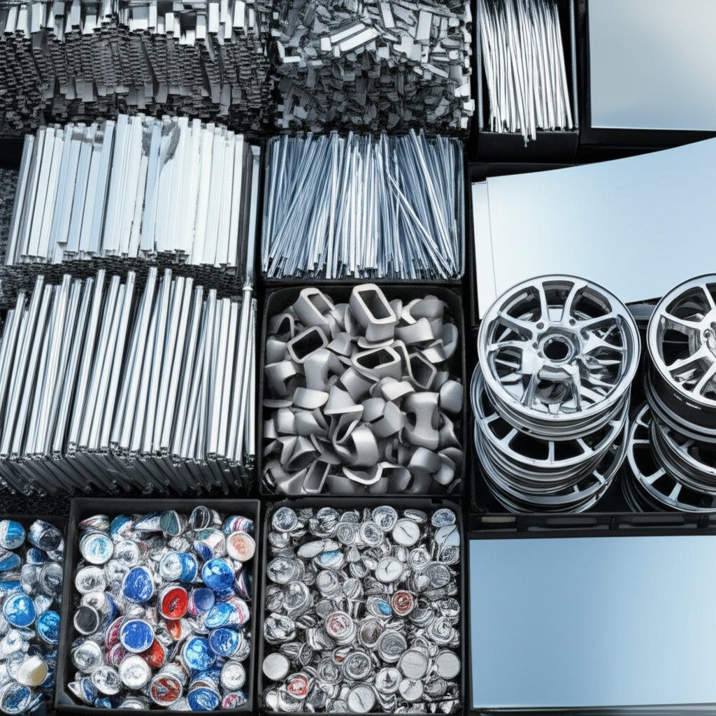 different grades of aluminum scrap sorted for recycling