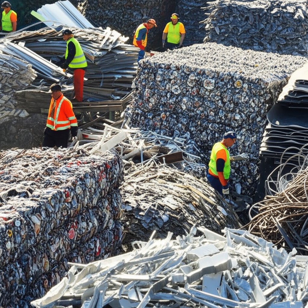 sorting and preparing aluminum scrap at a recycling yard for maximum value