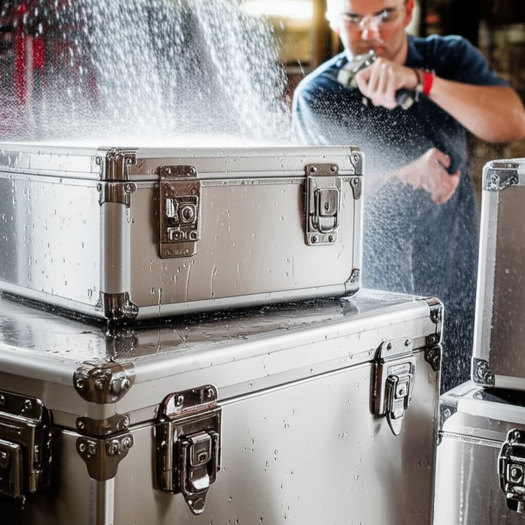 aluminum tool boxes being tested for security weatherproofing and durability