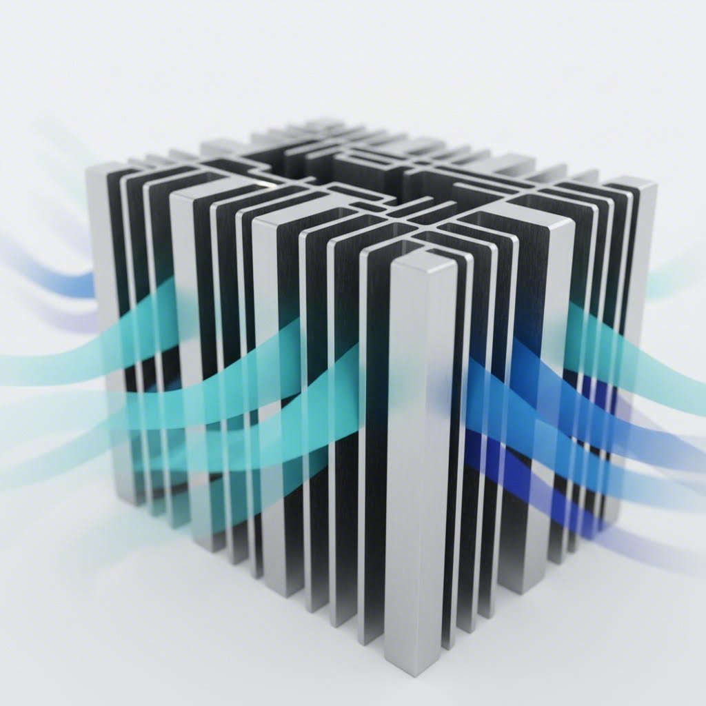 heat sink fin geometry optimization showing airflow patterns between parallel cooling fins