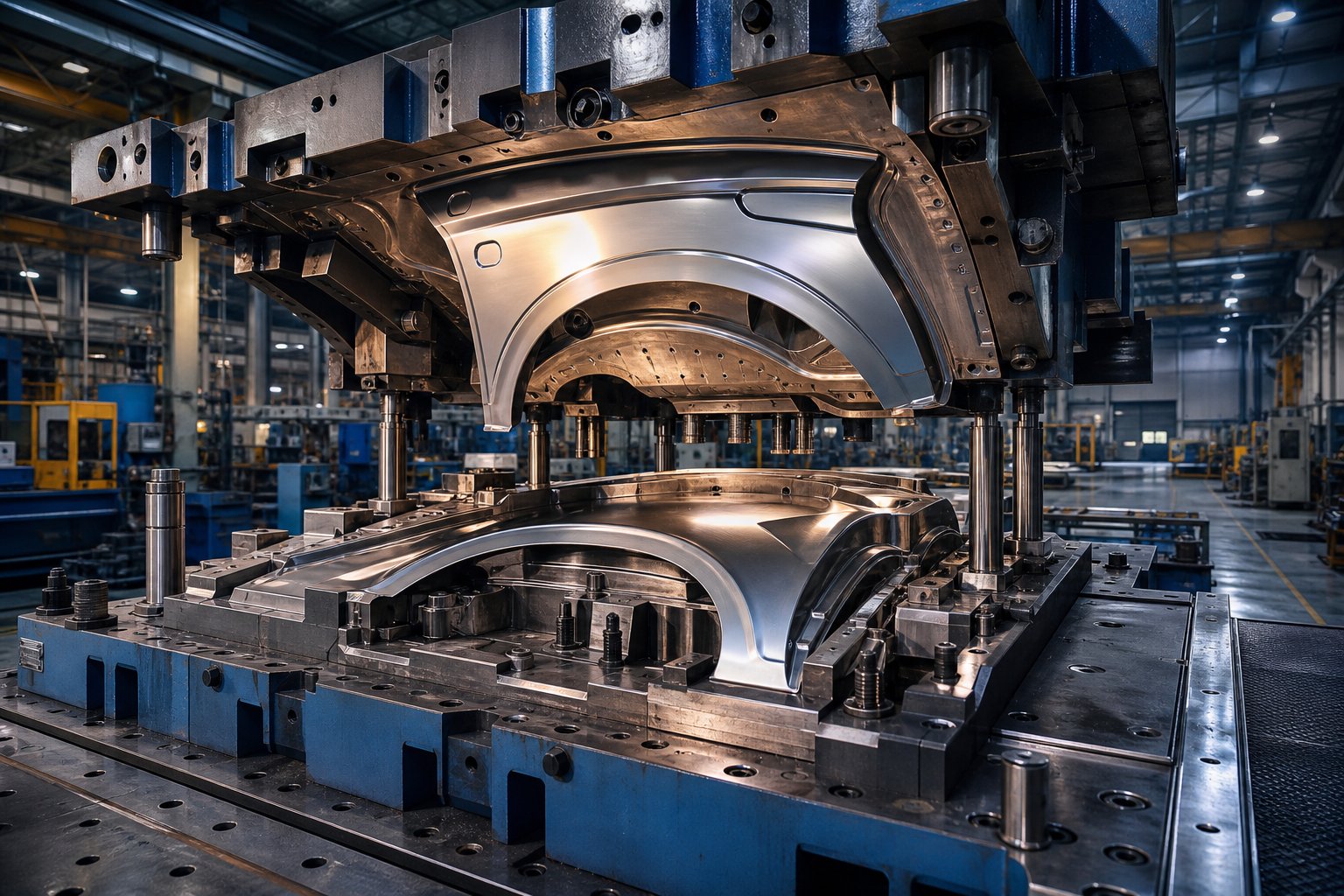 info-1-1 automotive car wing stamping die with polished forming surfaces ready for fender panel production