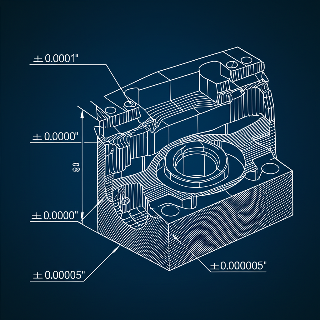 a technical diagram illustrating the concept of tight tolerances in machining