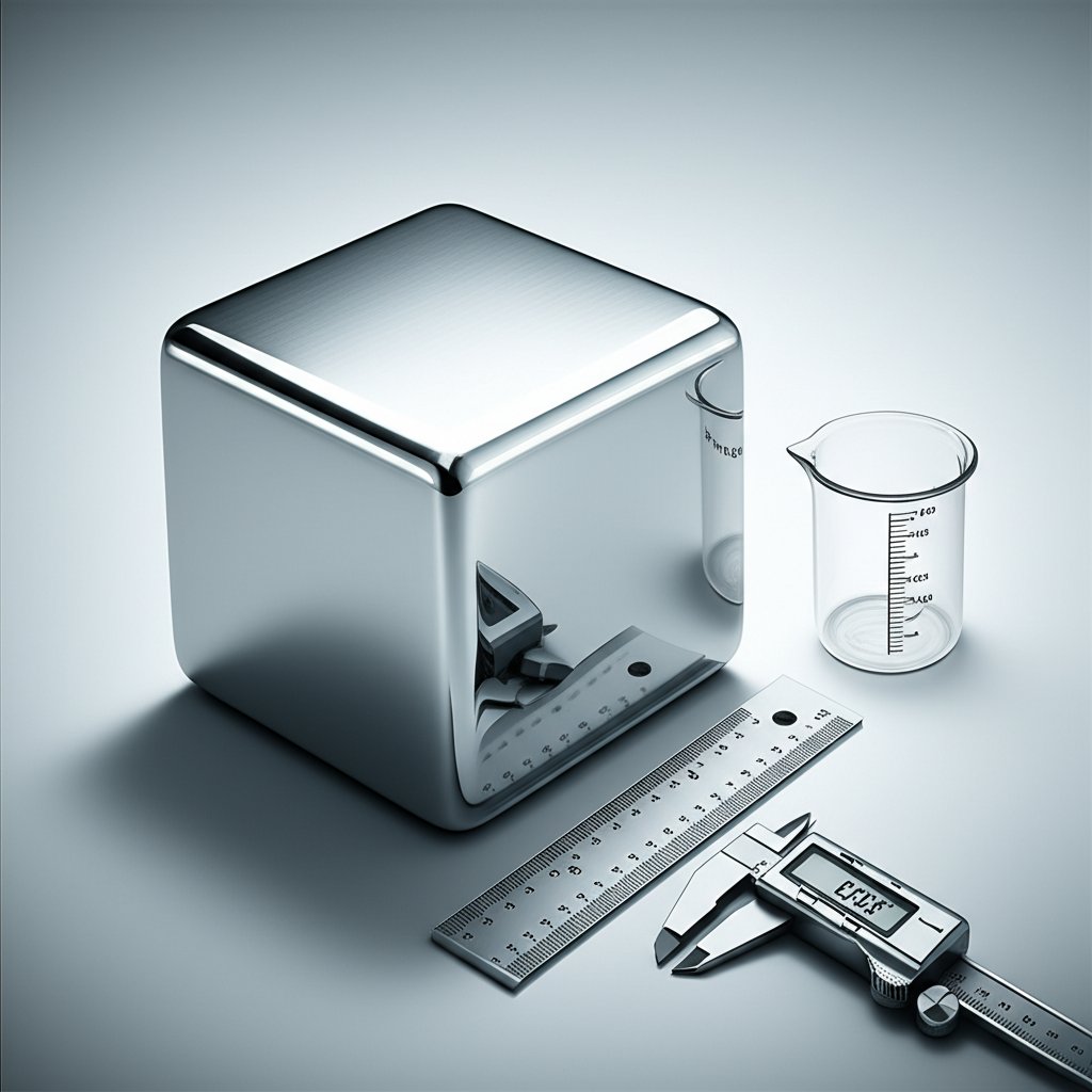 visualizing pure aluminum density with a cubic sample and measurement units