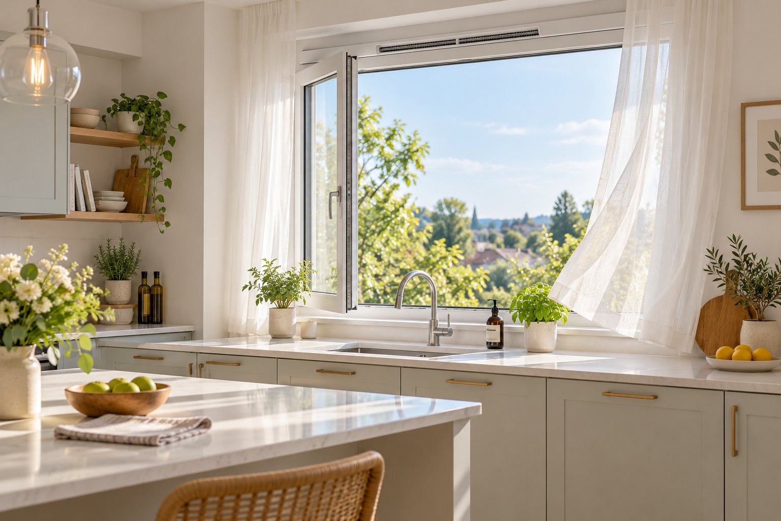 a trickle vent integrated into a window frame providing continuous background ventilation