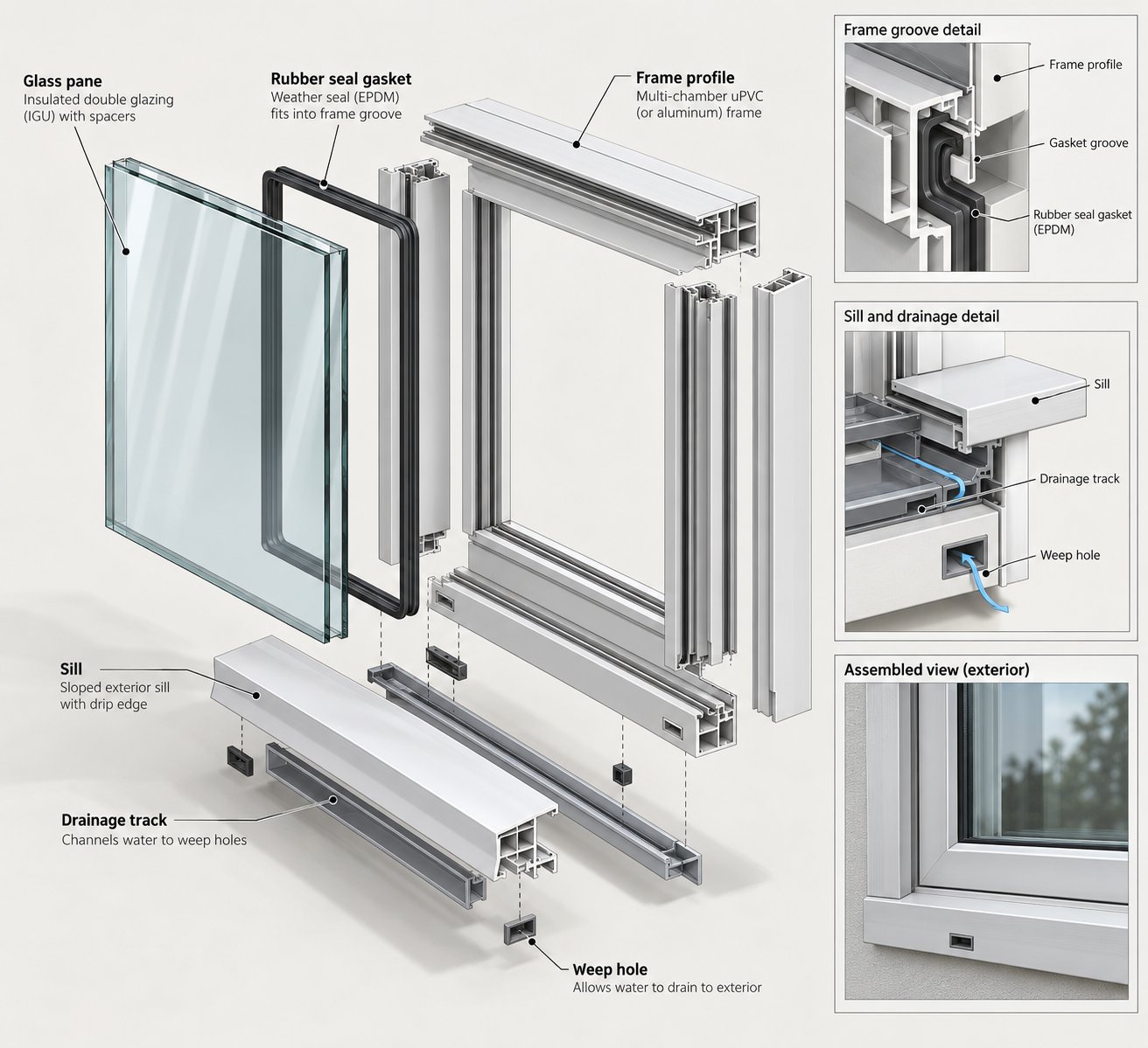 window anatomy showing common hidden areas where mould develops