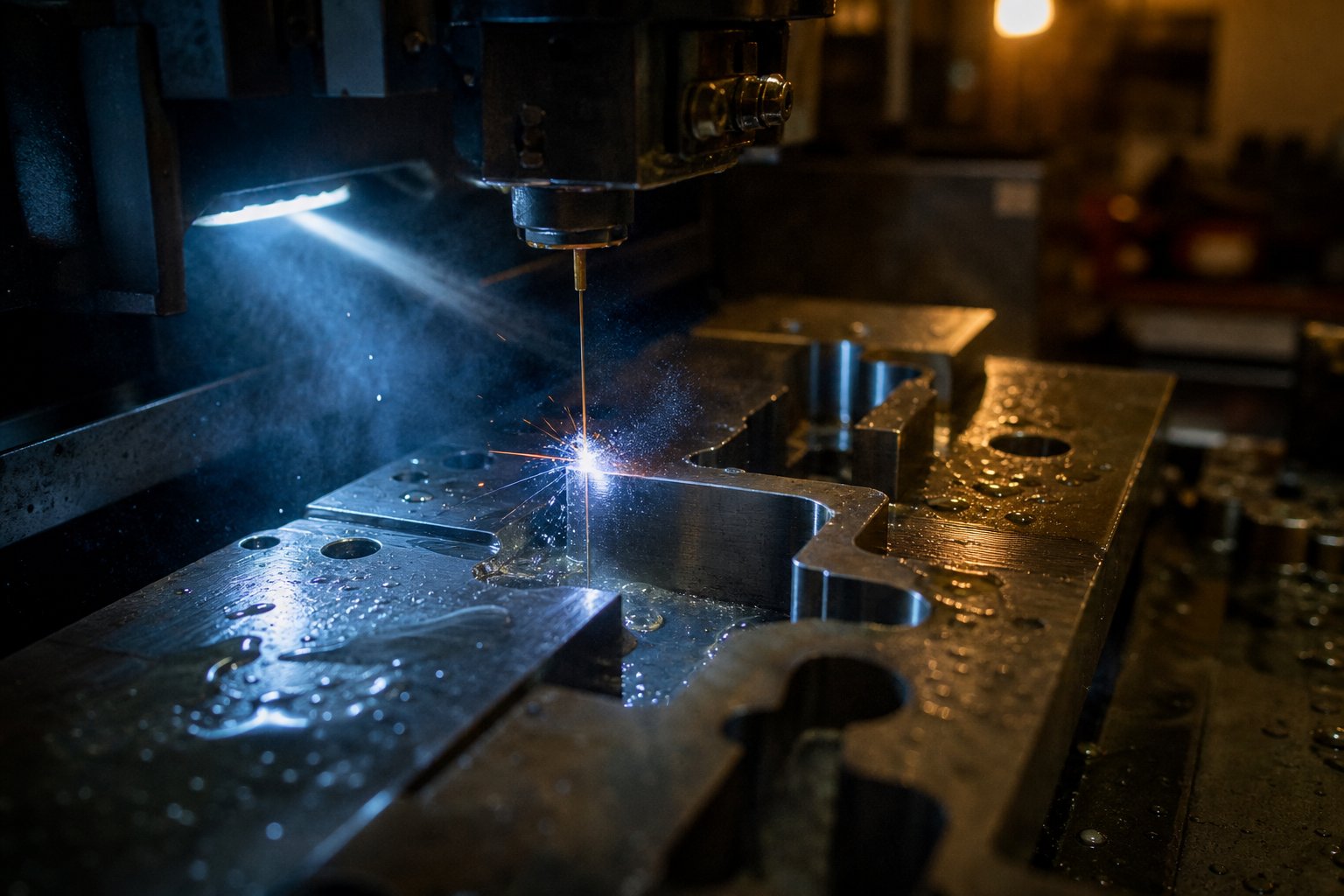 info-1-1 wire edm machining a precision die profile from hardened tool steel during the die making process
