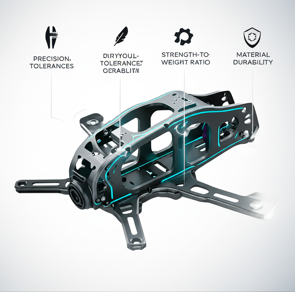 diagram showing the key benefits of cnc machining for drone components
