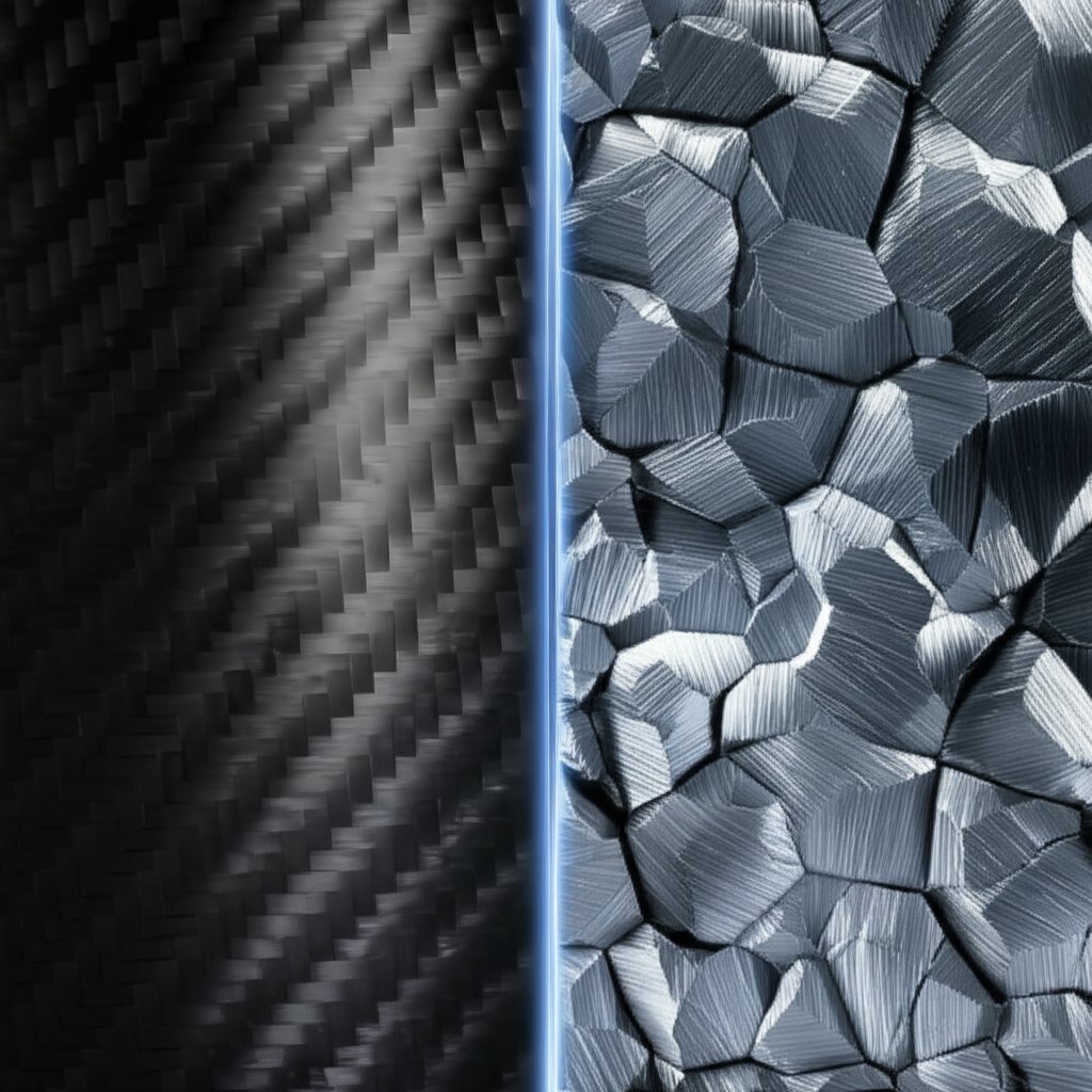 a visual comparison of advanced materials carbon fiber composite versus aluminum alloy
