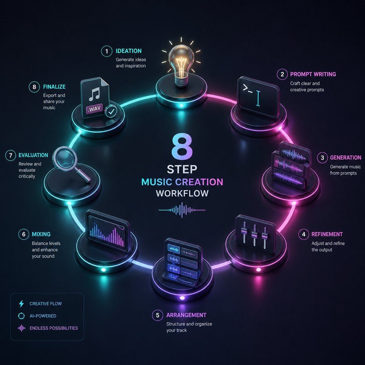 the complete eight step workflow for generating professional quality edm with ai tools