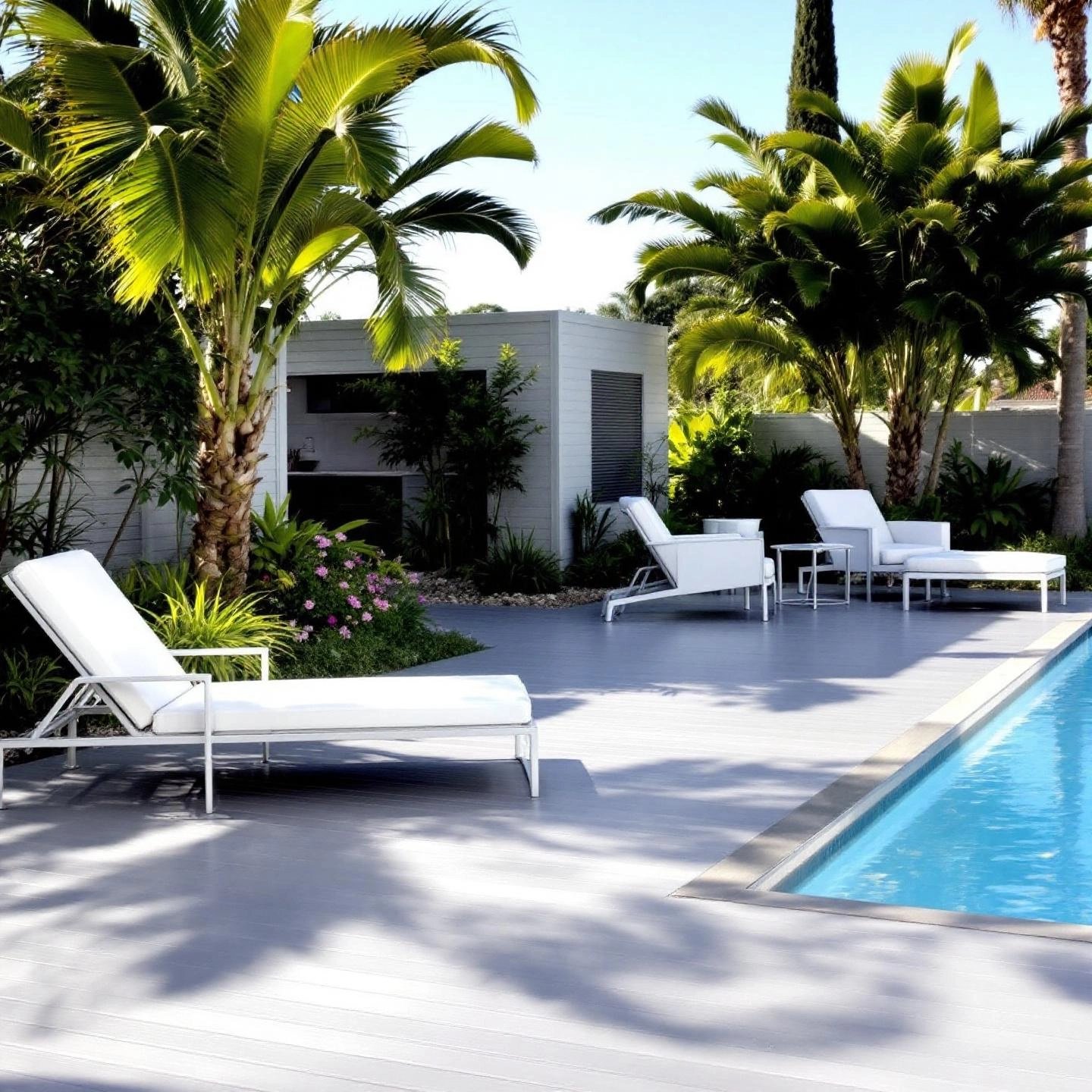 modern aluminum pool deck offering a stylish and durable poolside retreat