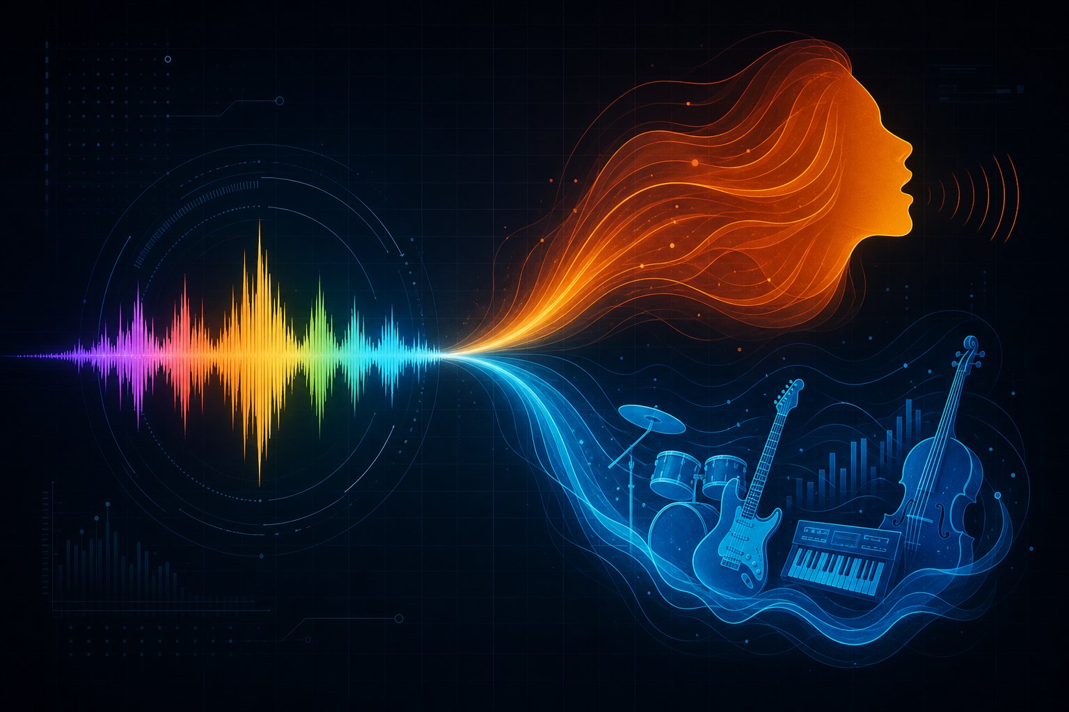 stem separation isolates the vocal track from the instrumental for clean ai voice conversion