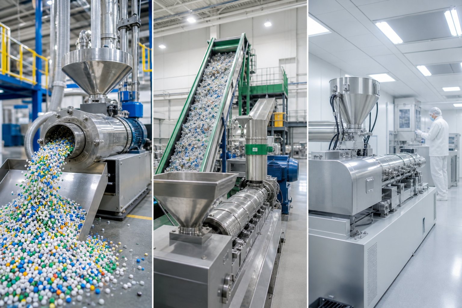 key application sectors for twin screw extruders plastics compounding recycling and specialty processing