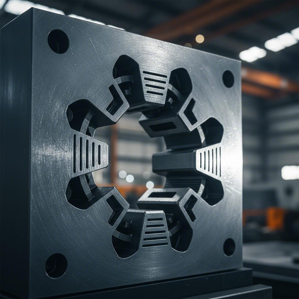 precision engineered extrusion die showing the profile opening for aluminum forming
