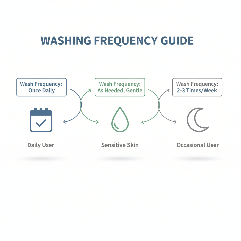 visual guide to determining sleep mask washing frequency based on usage and skin type