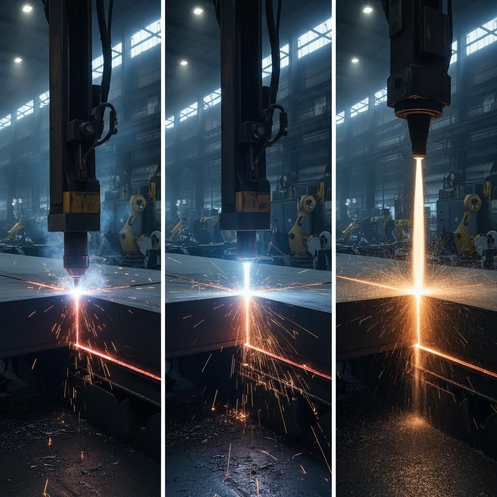 comparison of laser plasma and waterjet steel cutting methods