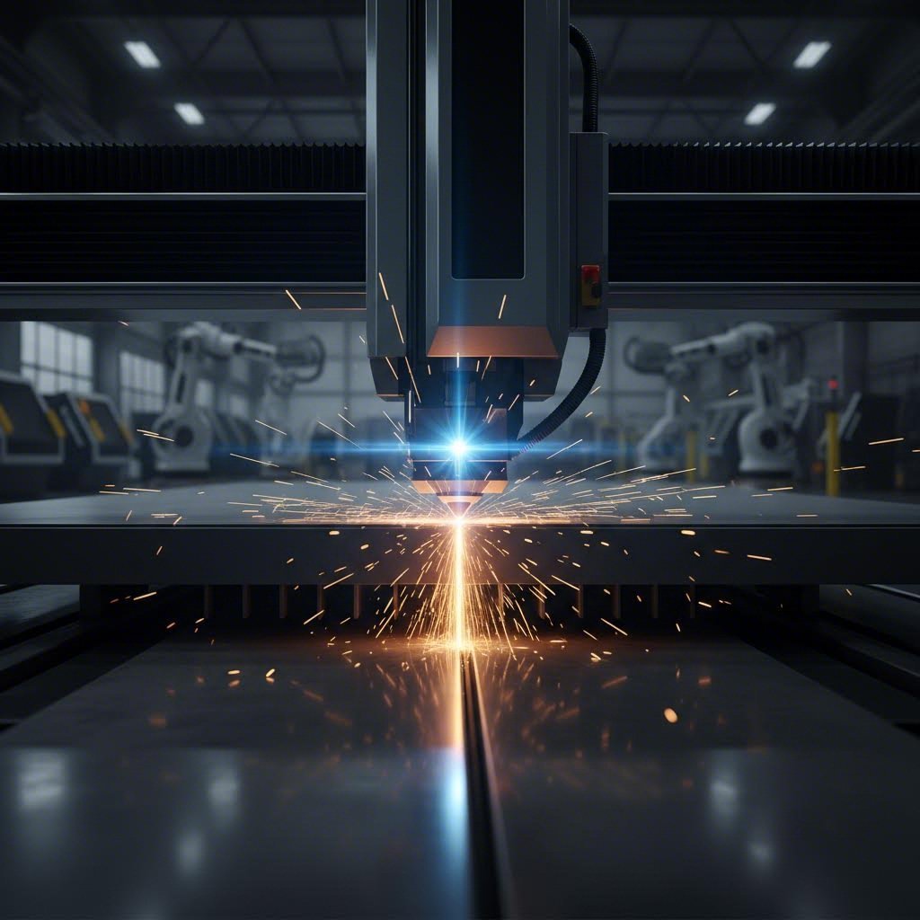 fiber laser cutting steel with precision beam technology in modern fabrication facility