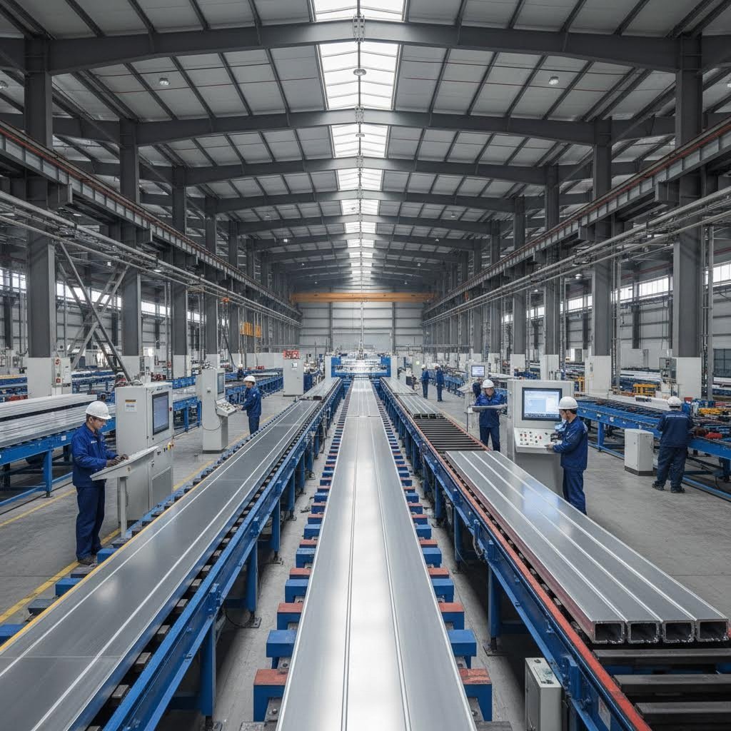 complete aluminum extrusion production line with cooling profiles