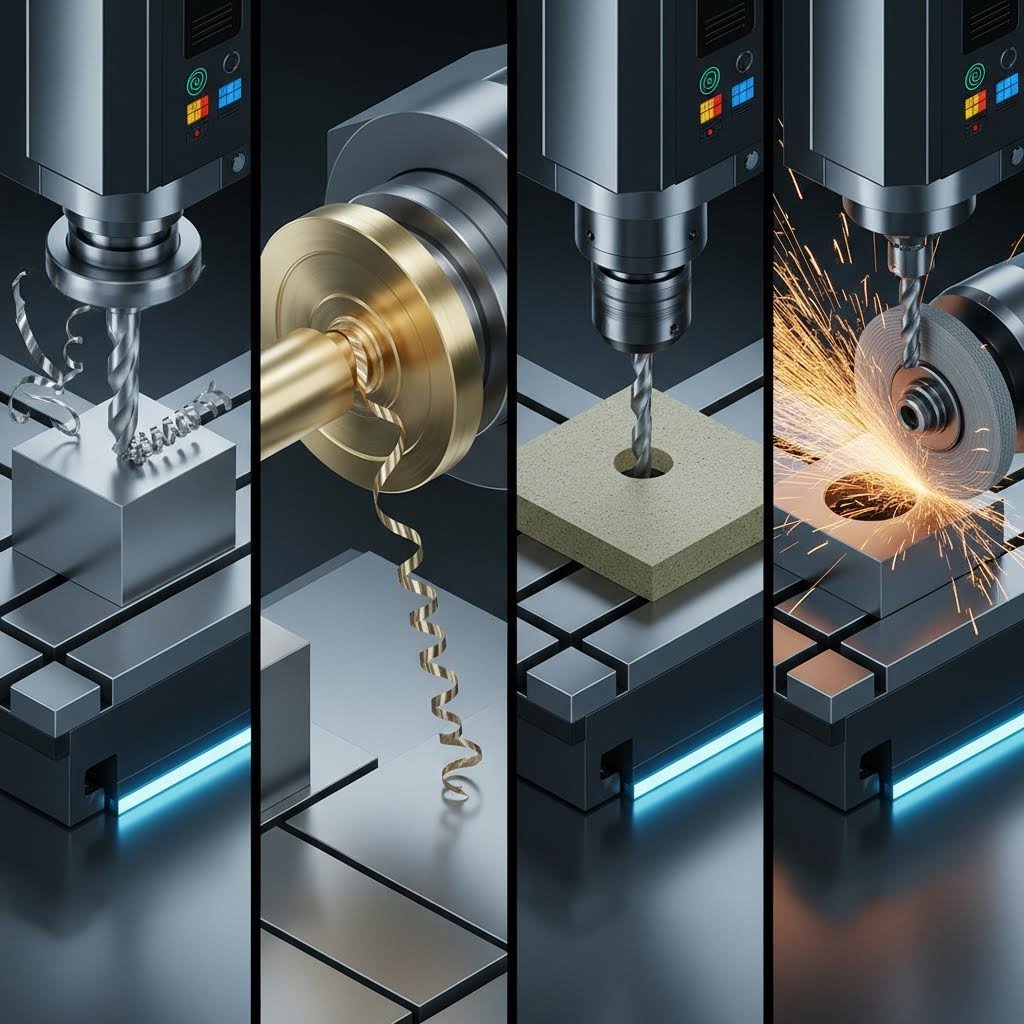 four core cnc processes milling turning drilling and grinding operations