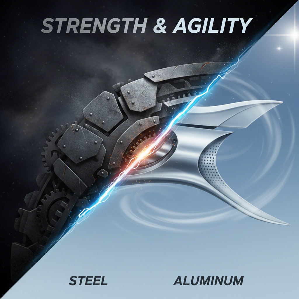 visual contrast between the properties of steel and aluminum in automotive components