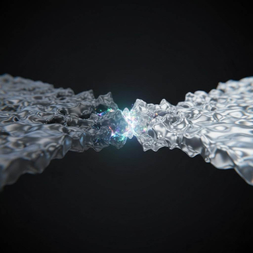 Microscopic view of asperities fusing to cause cold welding between similar metals