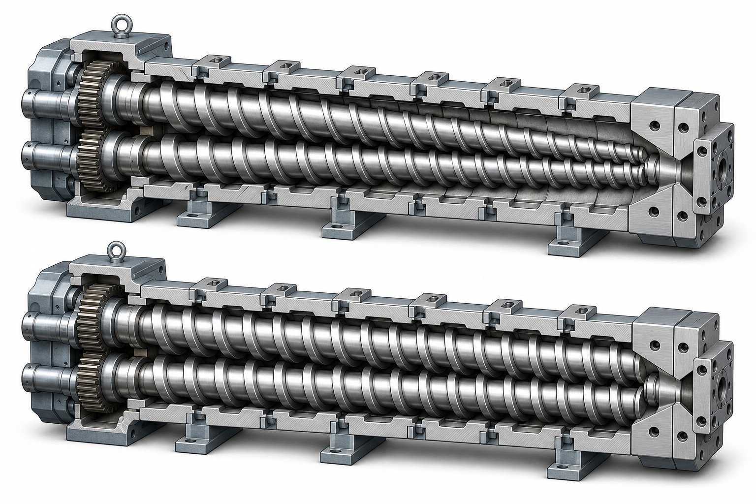 conical versus parallel twin screw barrel geometry used in pvc extrusion applications