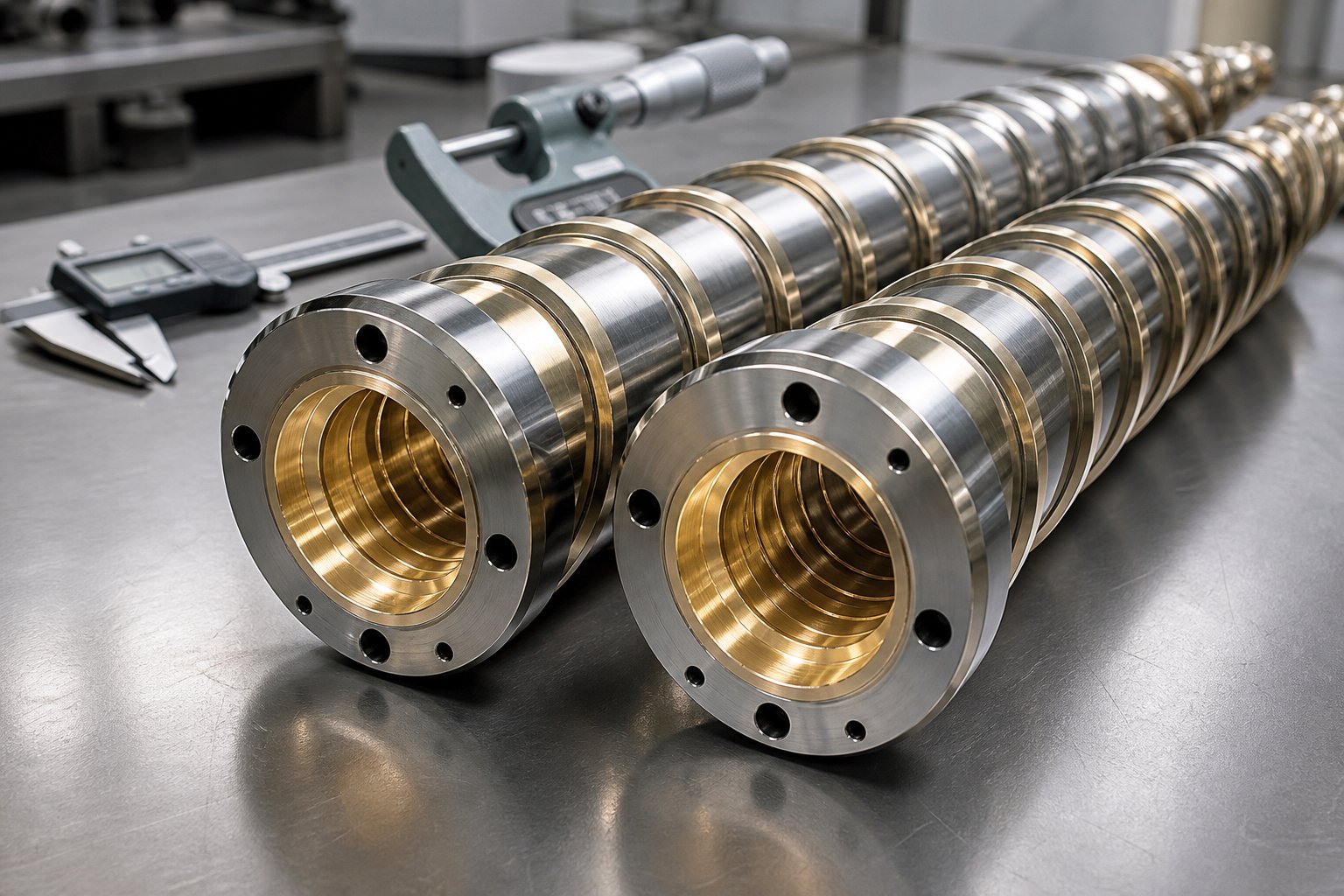 precision engineered conical twin screw barrels designed for pvc and wpc extrusion applications