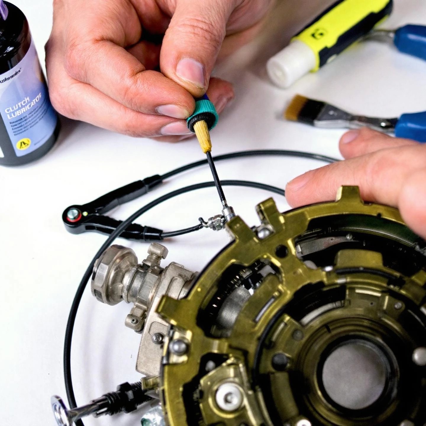 applying lubricant to a clutch cable with proper tools