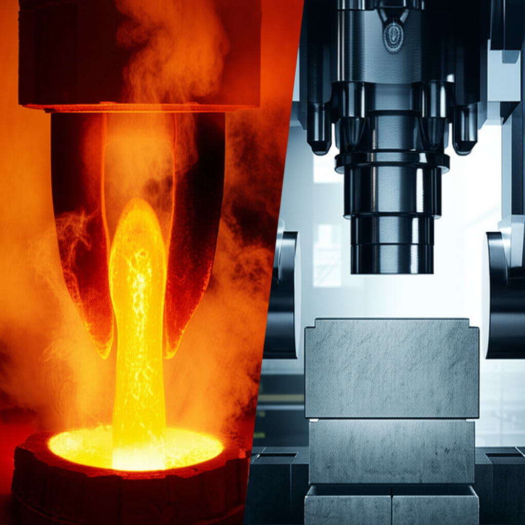 abstract comparison of the hot forging and cold forging metalworking processes
