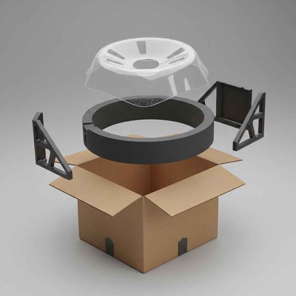 multi layer packaging system protects forged wheels during transit