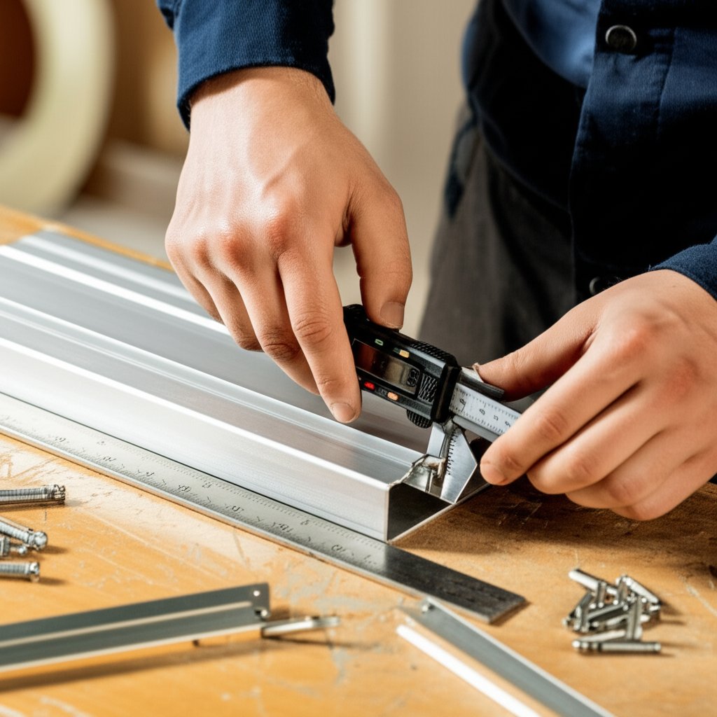 step by step process for installing a 90 degree aluminum angle in a workshop