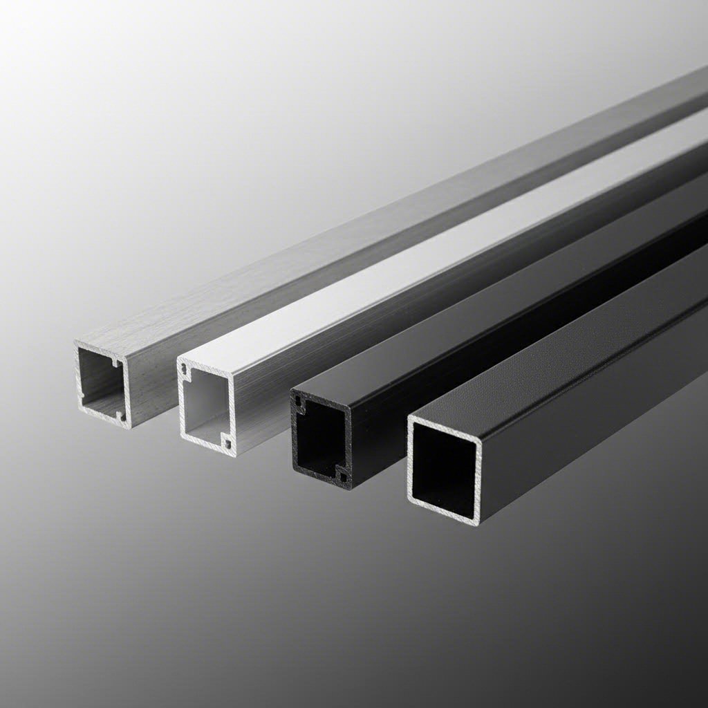 surface treatment comparison showing anodized powder coated and pvdf finishes on aluminum frames