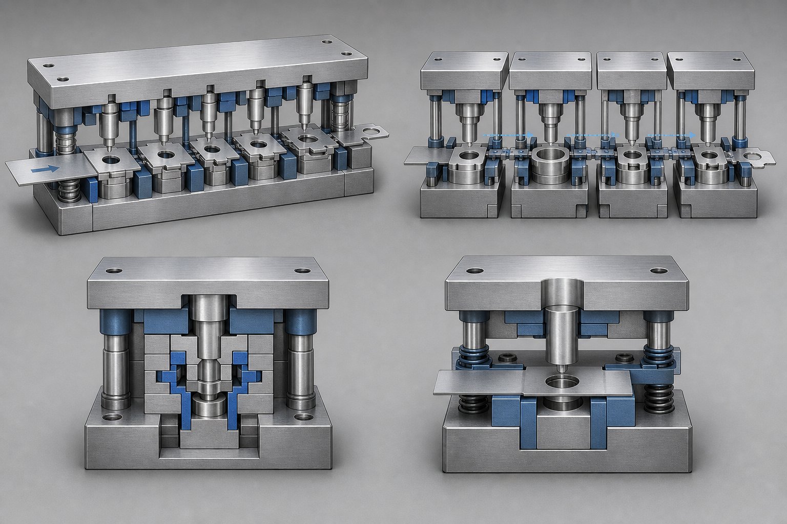info-1-1 four primary stamping die types progressive transfer compound and single stage configurations for different production requirements
