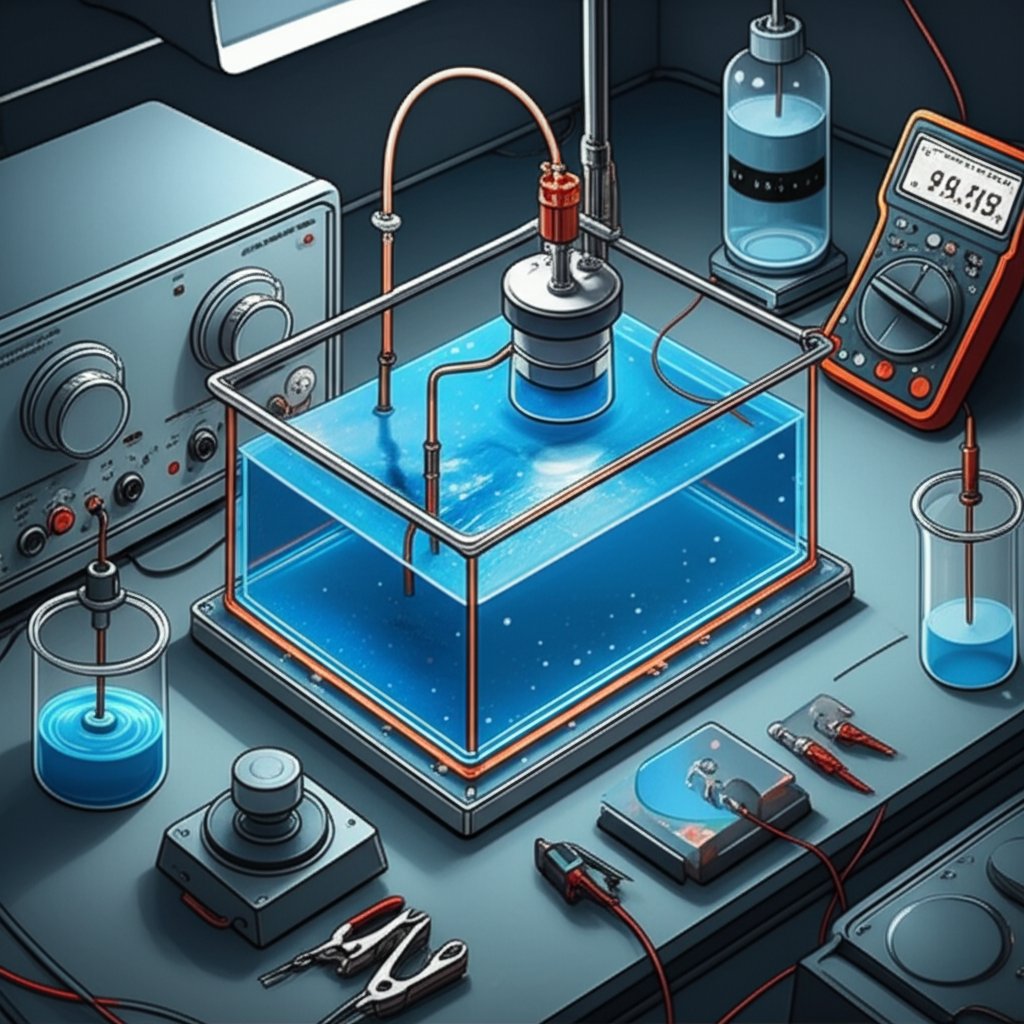 copper plating bath setup with essential equipment