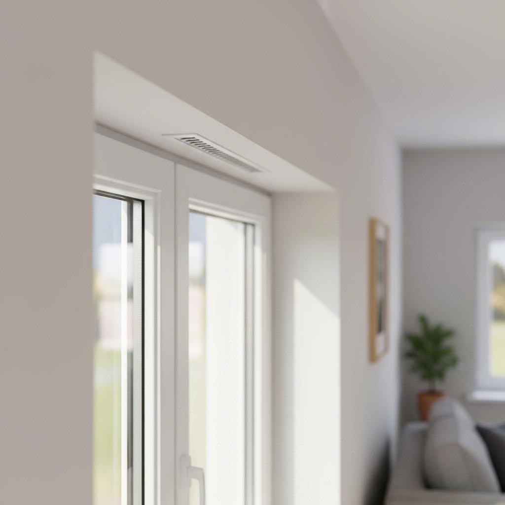window frame vent integrated into a modern upvc window for controlled ventilation
